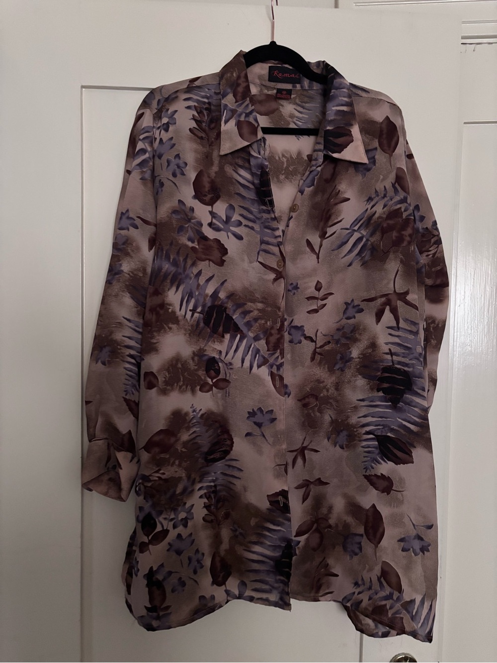 Taupe Floral-Print Men's Button-Up Shirt